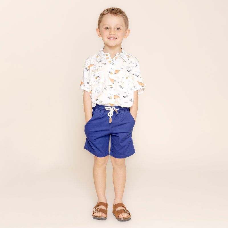 Short Para Nino Algodon Elastano Clasico Azul Hush Puppies Kids