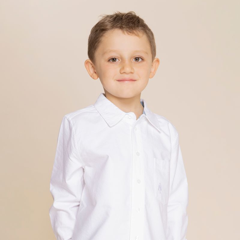 Camisa-Manga-Larga-Para--Niño-Algodon--Oxford-Blanco-Hush-Puppies-Kids