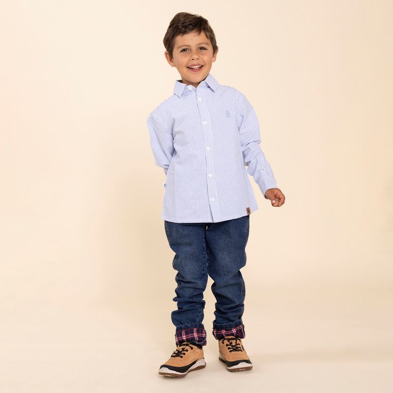 Camisa-Para-Niño-Bw24-Shi-Oxford-Azul-Hush-Puppies-Kids