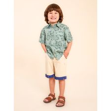 Camisa Manga Corta Para Niño Viscosa Shihibisco Verde Hush Puppies Kids