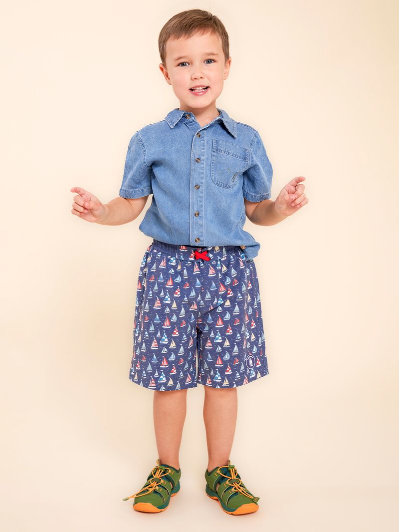 Traje-De-Baño-Para-Niño-Poliester-Sea-Ray-Azul-Hush-Puppies-Kids