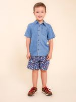 Camisa-Manga-Corta-Para-Niño-Algodon-Shitoro-Azul-Hush-Puppies-Kids