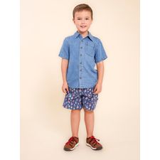 Camisa Manga Corta Para Niño Algodón Shitoro Azul Hush Puppies Kids