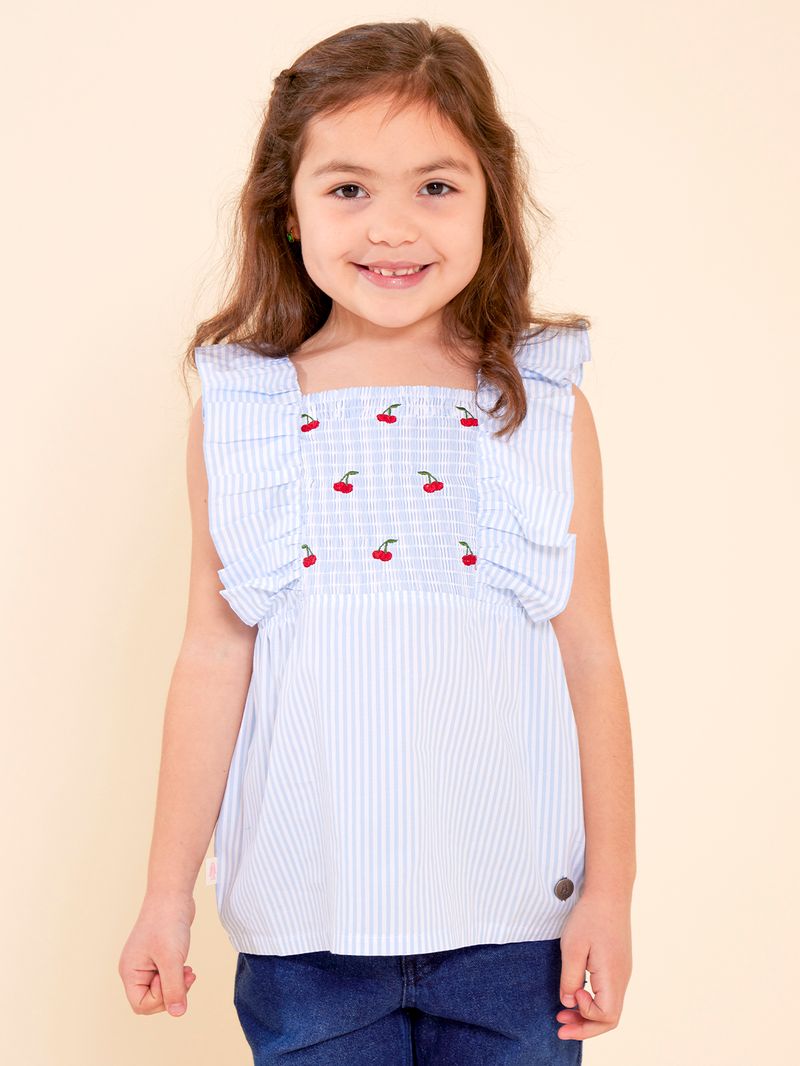 Blusa-Sin-Mangas-Para-Niña-Algodon-Huerta-Celeste-Hush-Puppies-Kids