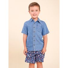 Camisa Manga Corta Para Niño Algodón Shitoro Azul Hush Puppies Kids
