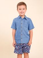 Camisa-Manga-Corta-Para-Niño-Algodon-Shitoro-Azul-Hush-Puppies-Kids