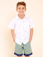 Camisa-Manga-Corta-Para-Niño-Algodon-Shihush-Blanco-Hush-Puppies-Kids