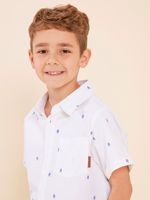 Camisa-Manga-Corta-Para-Niño-Algodon-Shihush-Blanco-Hush-Puppies-Kids