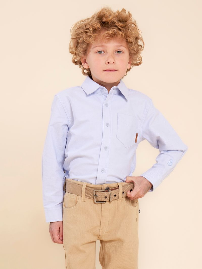 Camisa-Manga-Larga-Para-Niño-Algodon-Shioxford-Celeste-Hush-Puppies-Kids