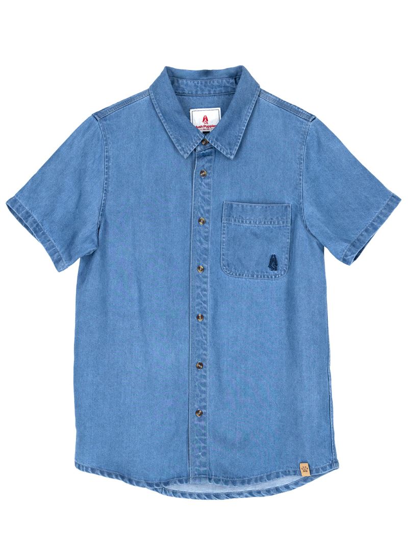 Camisa-Manga-Corta-Para-Niño-Algodon-Shitoro-Azul-Hush-Puppies-Kids