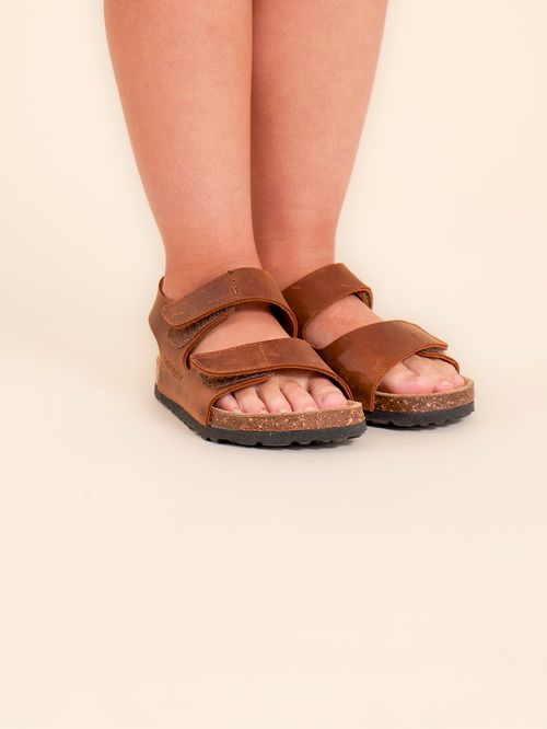 Sandalia Para Niño Cuero Caleb Café Hush Puppies
