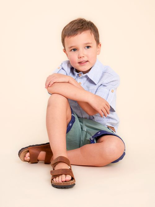 Sandalia Para Niño Cuero Caleb Café Hush Puppies