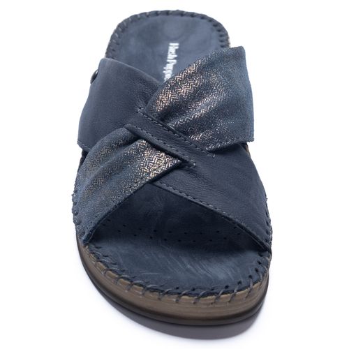 Sandalia Para Mujer Cuero Prese Azul Hush Puppies