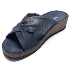 Sandalia Para Mujer Cuero Prese Azul Hush Puppies