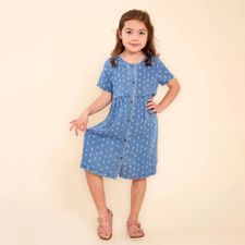 Vestido Para Niña Algodón Tulipan Celeste Hush Puppies Kids