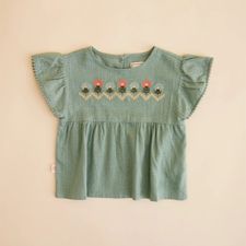 Blusa Manga Corta Para Niña Viscosa Ana Verde Hush Puppies Kids