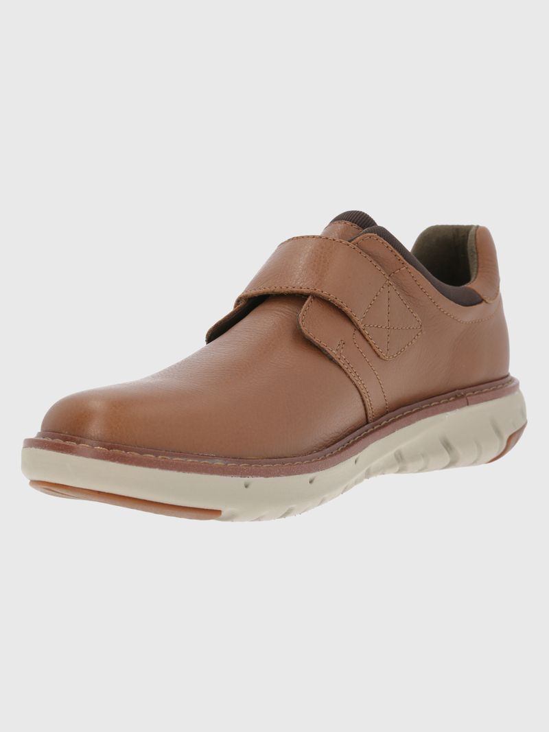 Zapatilla-Para-Hombre-Cuero-Poliester-Smart-Velcro-Cafe-Claro-Hush-Puppies