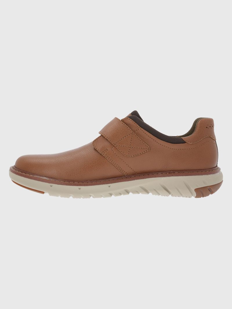 Zapatilla-Para-Hombre-Cuero-Poliester-Smart-Velcro-Cafe-Claro-Hush-Puppies