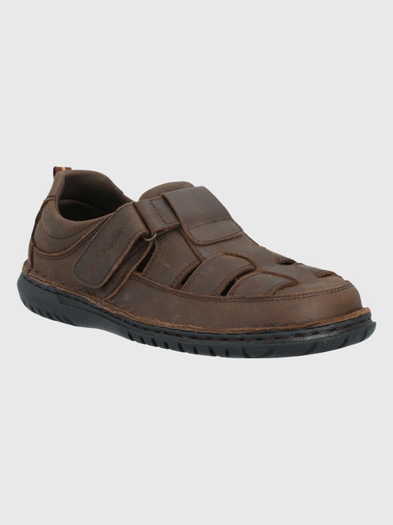 Sandalia-Para-Hombre-Cuero-Bandu-Marron-Hush-Puppies