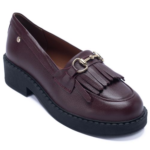 Mocasín Para Mujer Cuero Madson I Guinda Hush Puppies