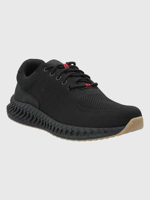 Zapatilla Para Hombre Cuero/Poliéster Spinal Knit Lace Negro Hush Puppies