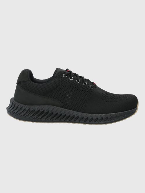 Zapatilla Para Hombre Cuero/Poliéster Spinal Knit Lace Negro Hush Puppies