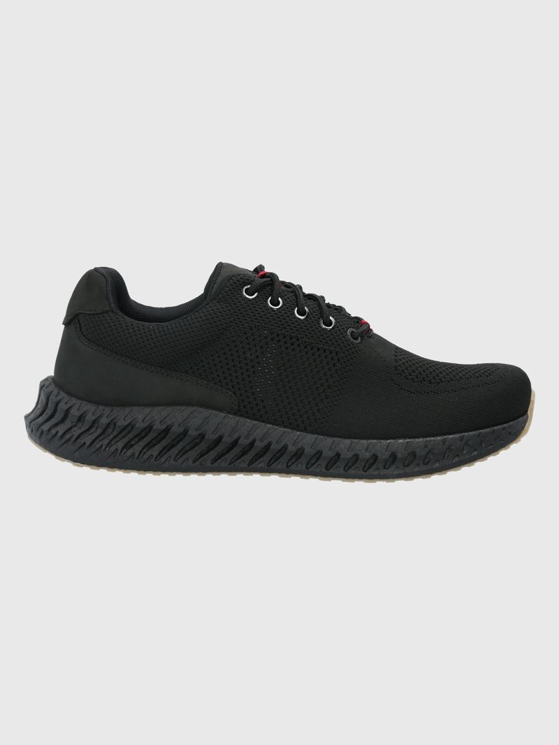 Zapatilla-Para-Hombre-Cuero-Poliester-Spinal-Knit-Lace-Negro-Hush-Puppies