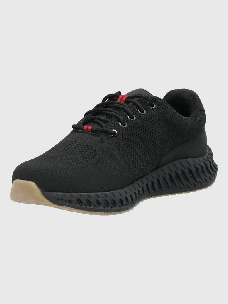 Zapatilla-Para-Hombre-Cuero-Poliester-Spinal-Knit-Lace-Negro-Hush-Puppies