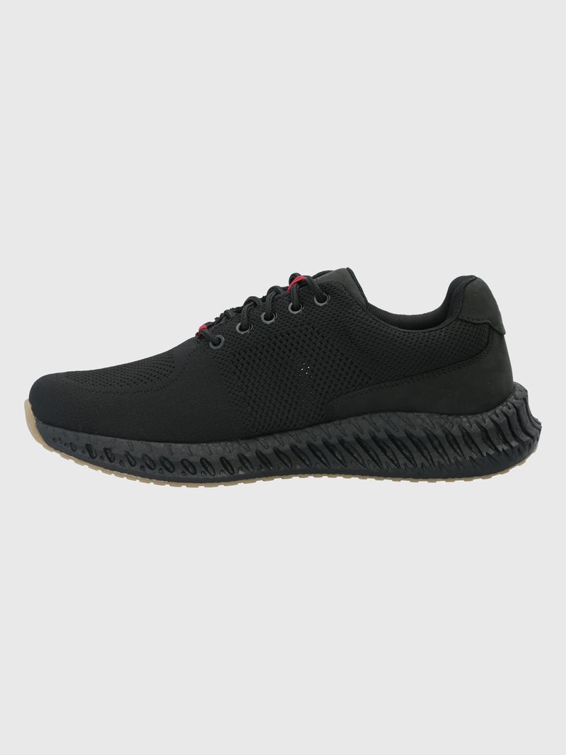 Zapatilla-Para-Hombre-Cuero-Poliester-Spinal-Knit-Lace-Negro-Hush-Puppies