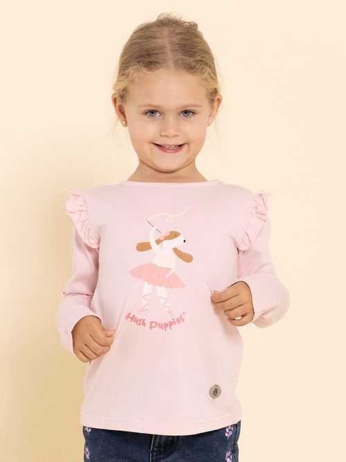 Polo Manga Larga Para Niña Algodón Reciclado Imagine Rosado Hush Puppies Kids