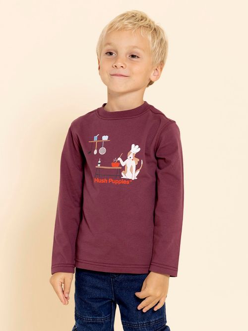 Polo Manga Larga Para Niño Algodón Reciclado Imagine Burdeo Hush Puppies Kids