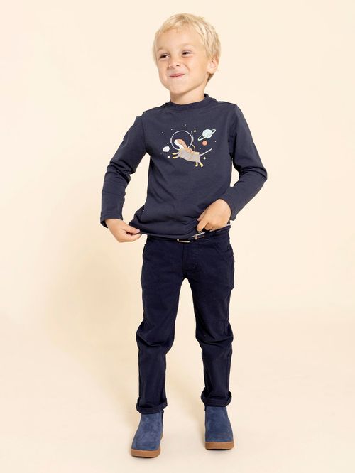 Polo Manga Larga Para Niño Algodón Reciclado Imagine Azul Hush Puppies Kids