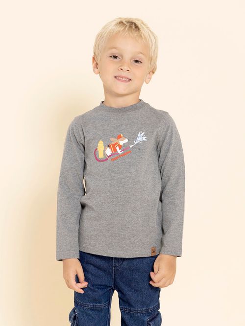 Polo Manga Larga Para Niño Algodón Reciclado Imagine Gris Hush Puppies Kids