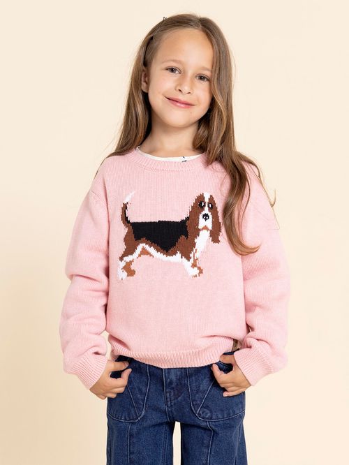 Chompa Para Niña Algodón Basset Rosado Hush Puppies Kids