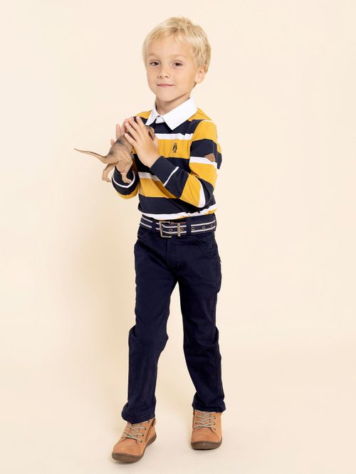 Pantalón Para Niño Algodón Belt Azul Hush Puppies Kids