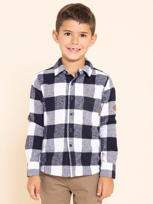 Camisa Para Niño Algodón Franela Tobby Azul Hush Puppies Kids