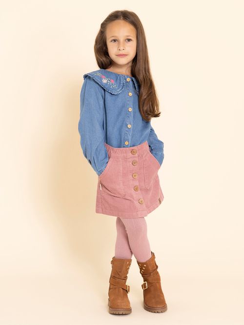 Falda Para Niña Algodón Corduroy Nina Rosado Hush Puppies Kids