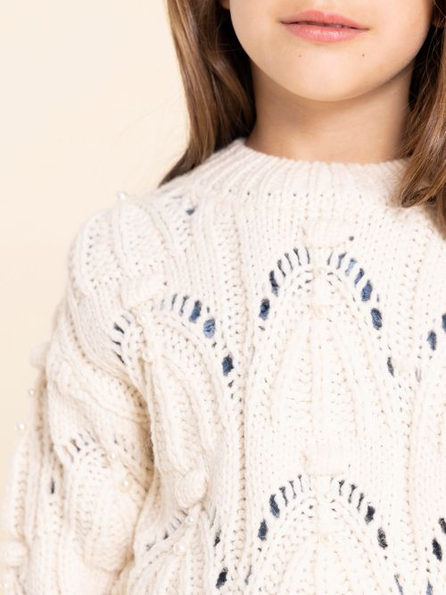 Chompa Para Niña Tejido Lucia Blanco Hush Puppies Kids