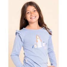 Polo Manga Larga Para Niña Algodón Reciclado Imagine Celeste Hush Puppies Kids
