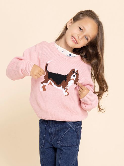 Chompa Para Niña Algodón Basset Rosado Hush Puppies Kids