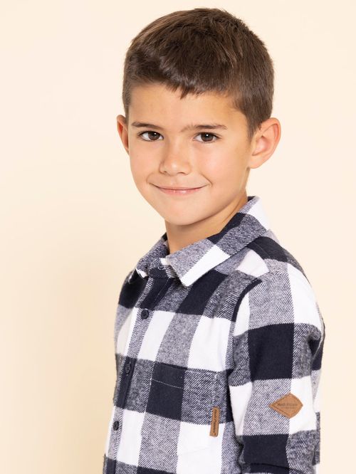 Camisa Para Niño Algodón Franela Tobby Azul Hush Puppies Kids