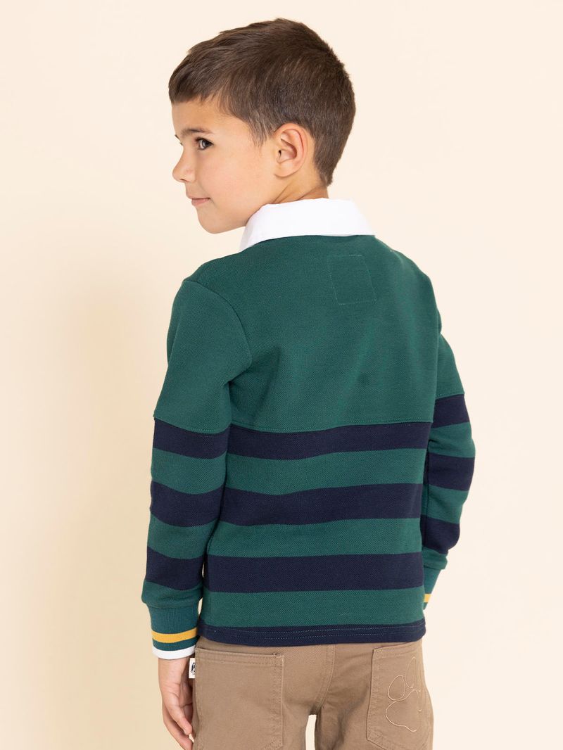 Polo-Manga-Larga-Para-Niño-Algodon-Chester-Verde-Hush-Puppies-Kids