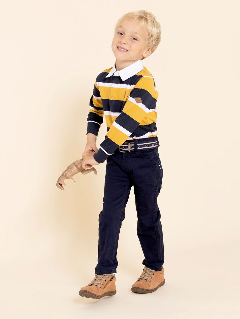 Pantalon-Para-Niño-Algodon-Belt-Azul-Hush-Puppies-Kids
