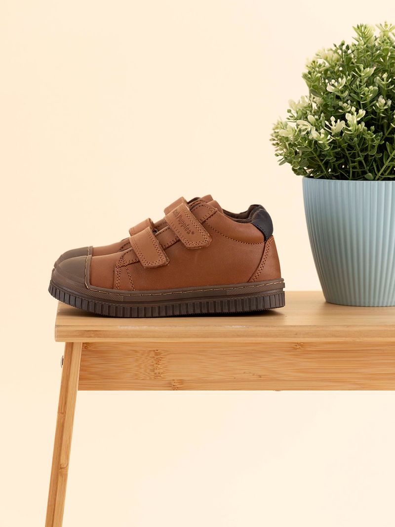 Zapatilla-Para-Niño-Cuero-Waco-Vl-Marron-Hush-Puppies