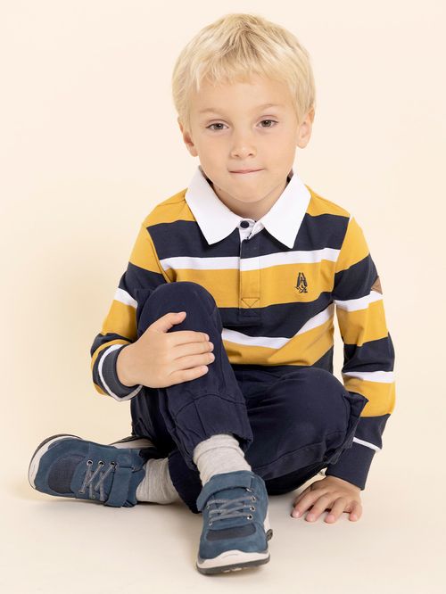 Zapatilla Para Niño Cuero Bambus Azul Hush Puppies