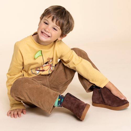 Botín Para Niño Gamuza Piombino Marrón Hush Puppies