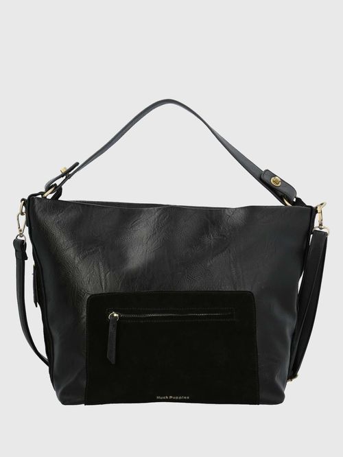 Cartera Para Mujer Cuero Sintético Laryn Hobo Negro Hush Puppies