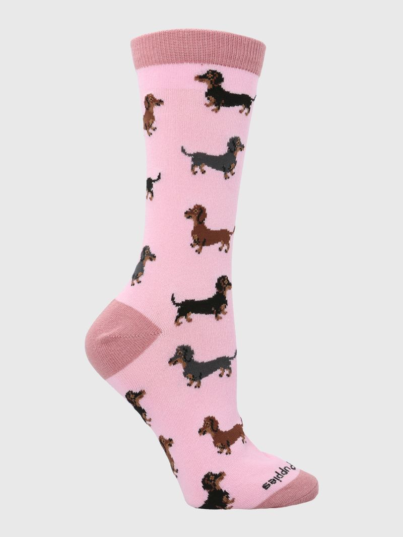 Medias-Para-Mujer-Algodon-Elastano-Dachshund-Rosado-Hush-Puppies