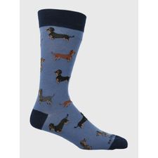 Medias Para Hombre Algodón/Elastano Dachshund Azul Hush Puppies