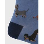 Medias-Para-Hombre-Algodon-Elastano-Dachshund-Azul-Hush-Puppies
